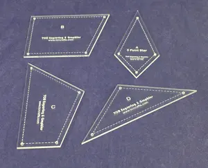 4 Piece 5 Point Star- Quilting Templates 1/8 Inch Acrylic-with Seam