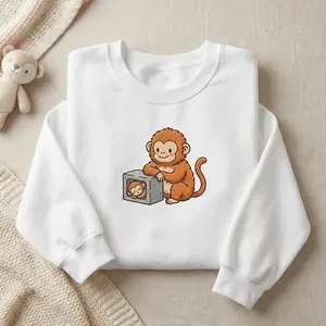 Punch Monkey Meme Sweatshirt, Embroidered Viral Monkey Hoodie, Funny Cozy Animal Graphic Pullover