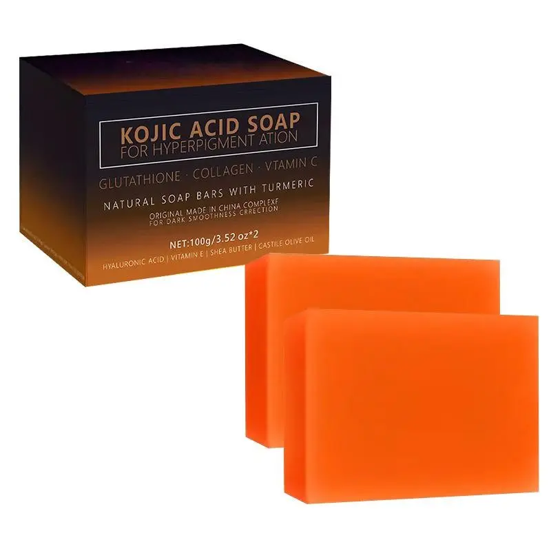 1 Box 2 Bars Soap, Kojic Acid Soap, Full Body Cleansing Soap, Brightening Soap, Strong Cleaning Power for Face and Shower, Gentle Texture, Suitable for Men and Women, Hygiene Products