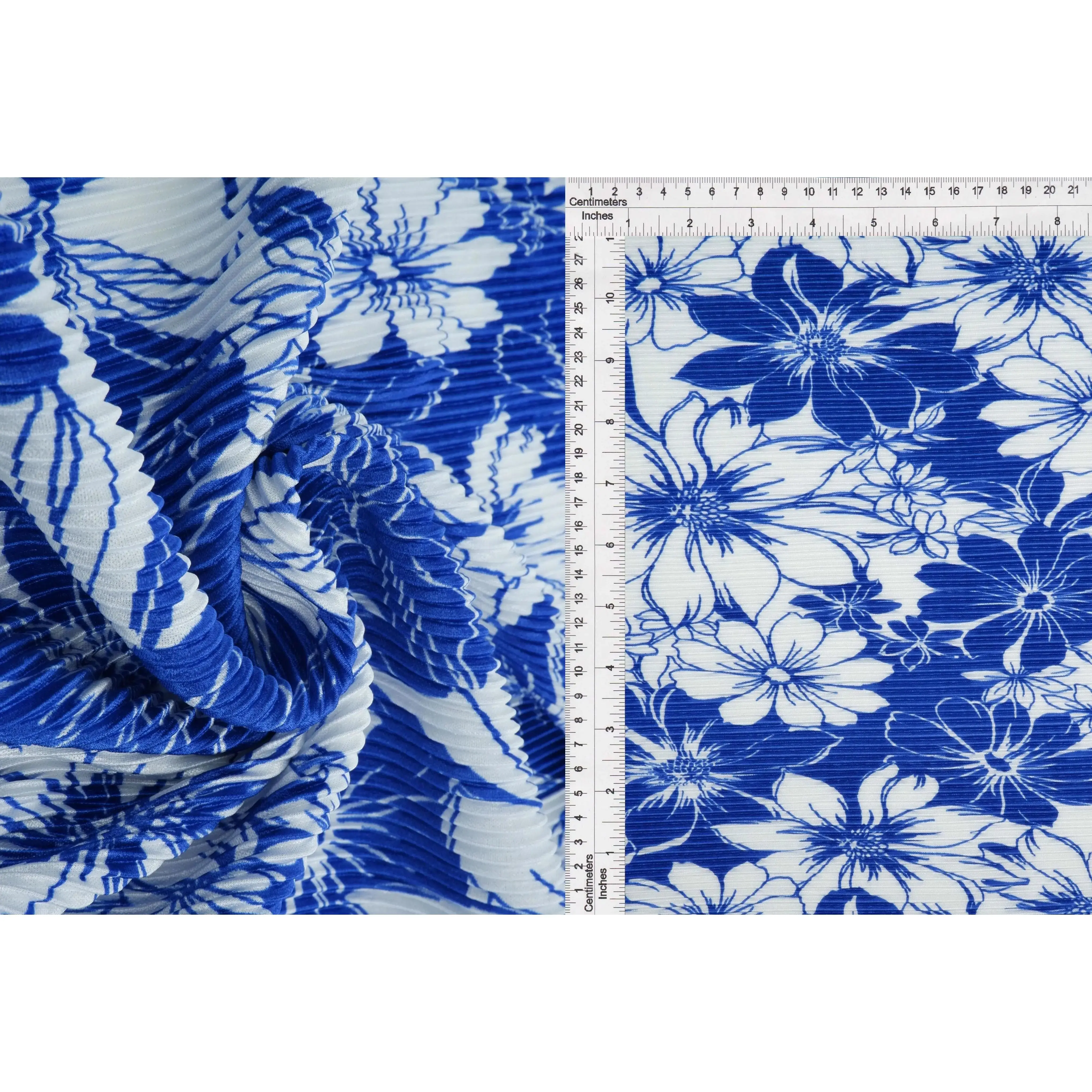 Bodre Interlock Pleated Flower Print Polyester Fabric - 100% Polyester Textured Material for Dressmaking, 58-59in Wide Fashion Accessory