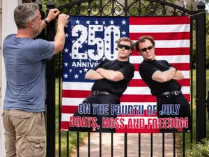 On The Fourth Of July Boats Hoes and Freedom Flag, 250th Anninersary Freedom Flag, 4th July