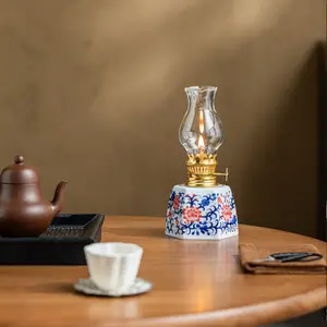Chinese Style Ceramic Oil Lamp, Traditional Decorative Lighting Fixture, Perfect for Home & Restaurant Use, Durable Design