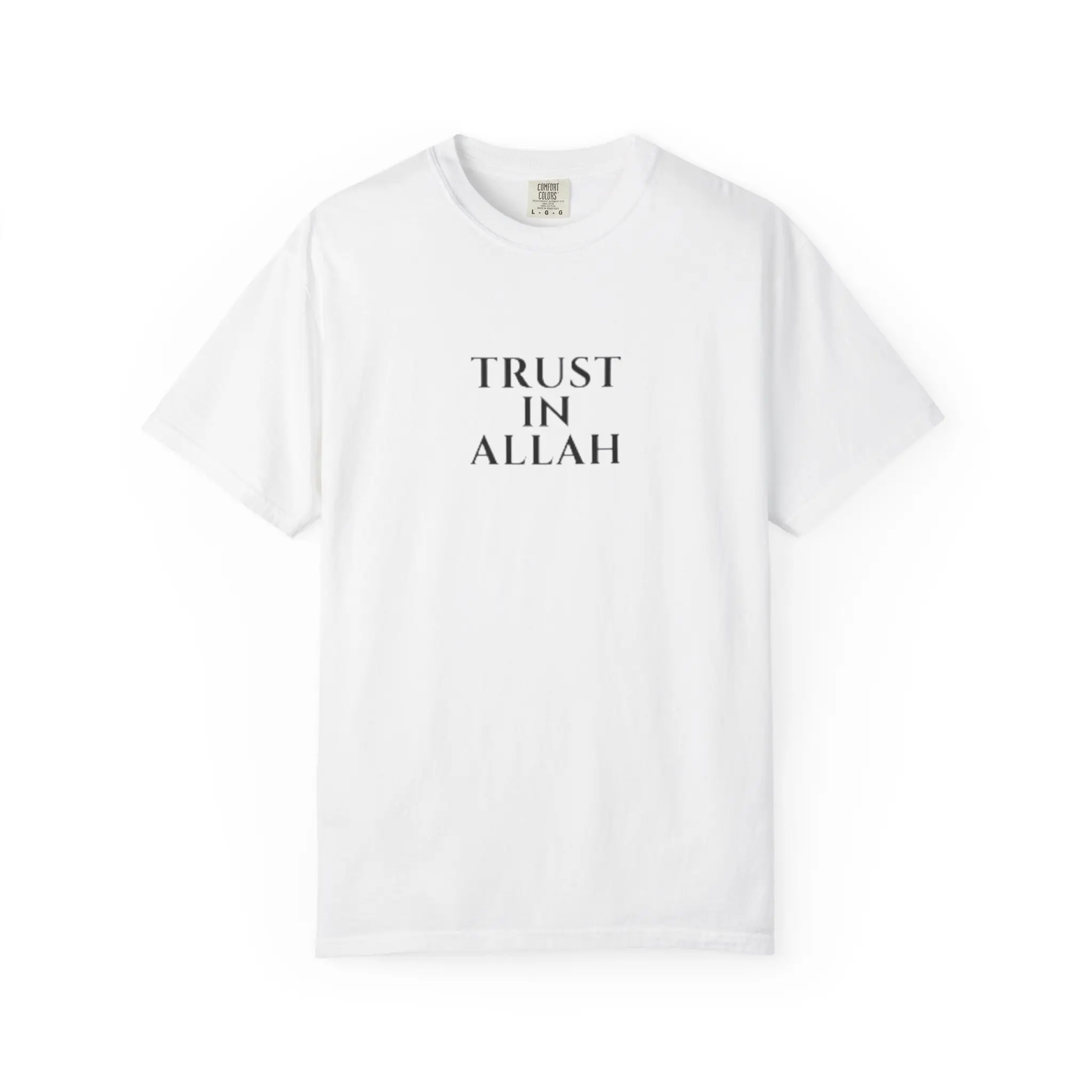Trust in Allah, Islamic Apparel, Islamic clothes, Trust in God, Islamic Unisex T-shirt, Muslim Modest Streetwear, Religious Tee, Vintage Style Fashion Shirt, Summer, Comfort, Tshirt, Casual, Shortsleeve ,Round, Neck, Crewneck ,Fitted ,White