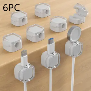 6 Pack Magnetic Cable Clips – Adjustable Cord Holder for Desk, Nightstand, Car, Office | Adhesive Cable Clips & Wire Clips for Cable Management | Organize Charger Holders for Cords, Phone Cord Holder
