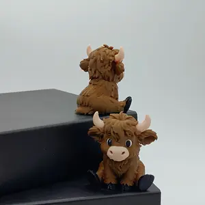 3D Printed Creative Scottish Highland Cow Figurine, Cute Collectible Figurines, Collectible Figurines, High-End Unique Car Decoration, Collectible Miniature Ornament, 1 Piece