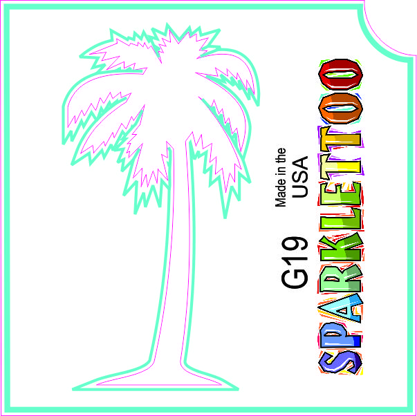 212 MAIN American Made Ruby Red Paint G19-2 Glitter Tattoo Stencils - 2x2 in., 2 Ply, Palm Tree Design, FDA Safe, Glitter Finish, Pack of 100 (for Men's Costume & Special Occasion Accessories)