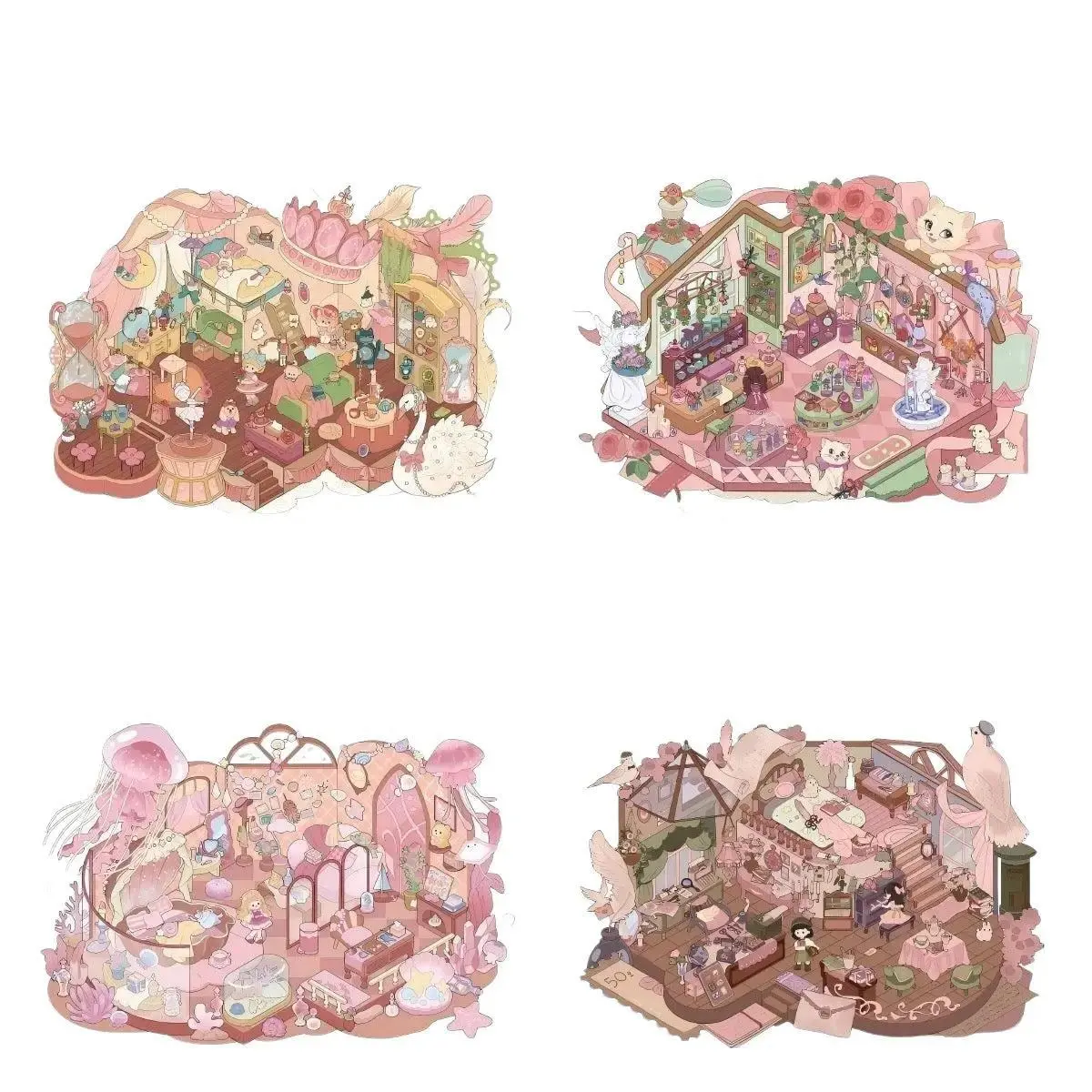 Révérence de Rose 1.0 — Spring Whisper Scene Sticker Set (4 pcs)