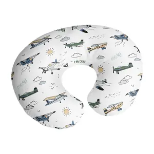 Sweet Jojo Designs Green Vintage Airplane Boy Nursing Pillow Cover, Baby Breastfeeding Slipcover for Infant, Newborn, Nursery, Bottle or Breast Feeding Pillowcase (Pillow NOT Included) Transportation