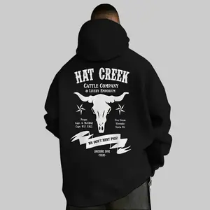 Men's Western Cowboy Hoodie - Bull Skull & Ranch Branding Logo, Comfortable Round Neck Hooded Sweatshirt for Rodeo, Ranch & Casual Wea, Sweatshirt Men,Sweater, Men Hoodies,Thanksgiving Hoodie, Heavyweight Hoodie, Christmas Jumper Men