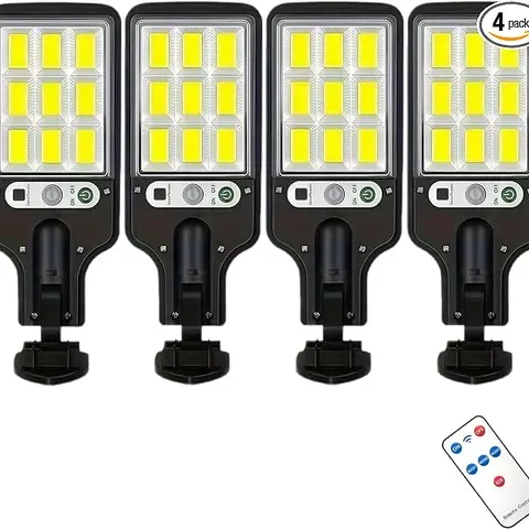 Home Supplies Solar Outdoor Street Lights 2/4-Pack - Solar Outside Lights, IP65 Waterproof, Wire-Free, Automatic Motion-Activated, Energy Efficient, 108 COB LEDs, Remote Control, Adhesive Tape, for Yard, Decks, Pathway Security