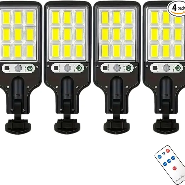 Home Supplies Solar Outdoor Street Lights 2/4-Pack - Solar Outside Lights, IP65 Waterproof, Wire-Free, Automatic Motion-Activated, Energy Efficient, 108 COB LEDs, Remote Control, Adhesive Tape, for Yard, Decks, Pathway Security