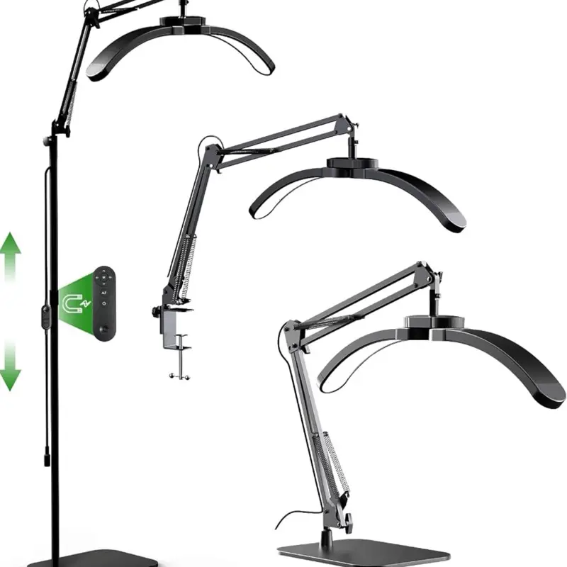 3-in-1 22" Half Moon Lash Light Remote LED Beauty Lamp 3 Color Shadow-Free