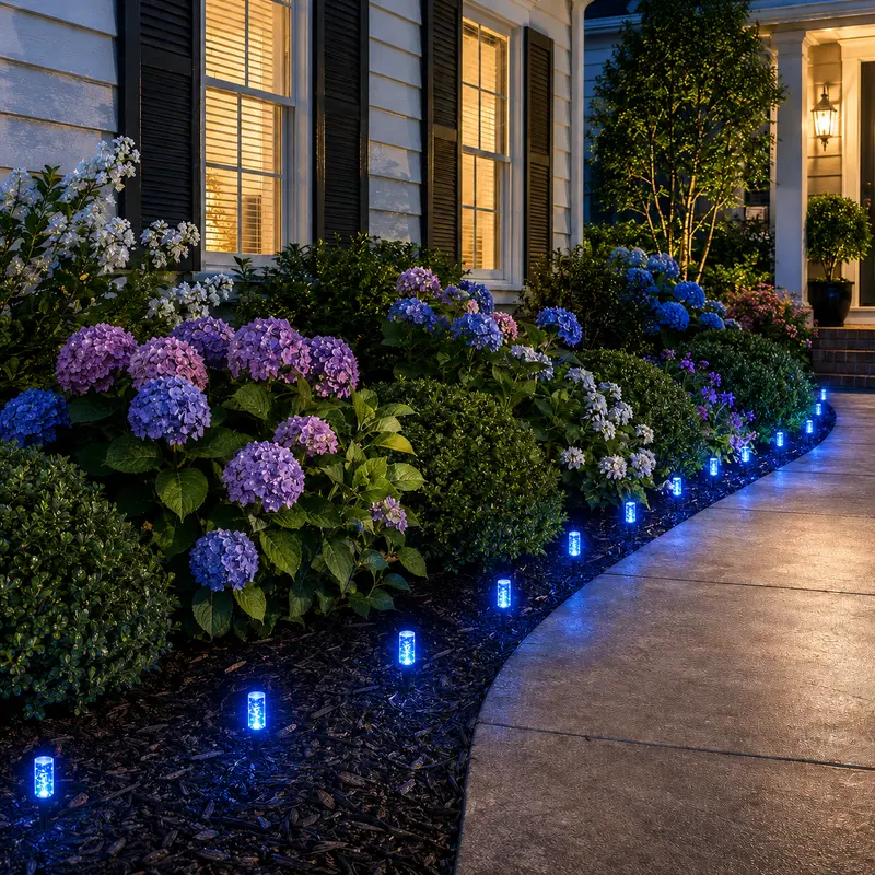 20-LED Solar Garden Stake Lights with Bubble Shape & Plastic Body, 20-Pieces Blue Festive Decor, Solar Outdoor Lights, IPX4 Waterproof, 8 Lighting Modes, Eco-Friendly for Pathway Glow & Lawns