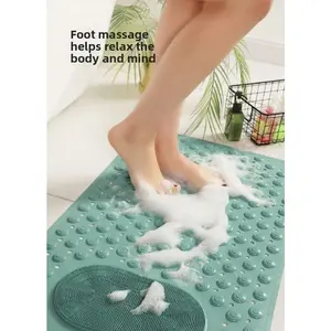 1 Piece Household Shower Mat Anti-Slip Essential Suction Cup Stable Drainage Hole Quick-Dry Foot Massage Super Comfortable Bathroom Drying Doormat Bathroom Rug