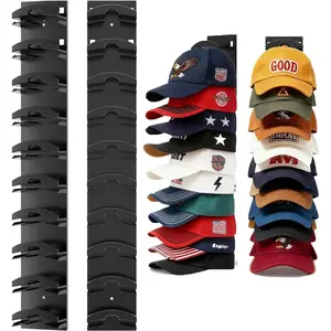Hat Organizer for Baseball Caps, Super Strong Hat Rack for Baseball Caps, Hat Hanger Holder Display for Door Closet, No Drilling Minimalist Hat Organizer Display for Home Decor (Black)