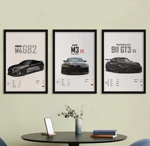 Supercar Posters Decor Luxury Print Wall Art Decor For Home Bedroom With Black Frame-Size:12x18in-3 Sets