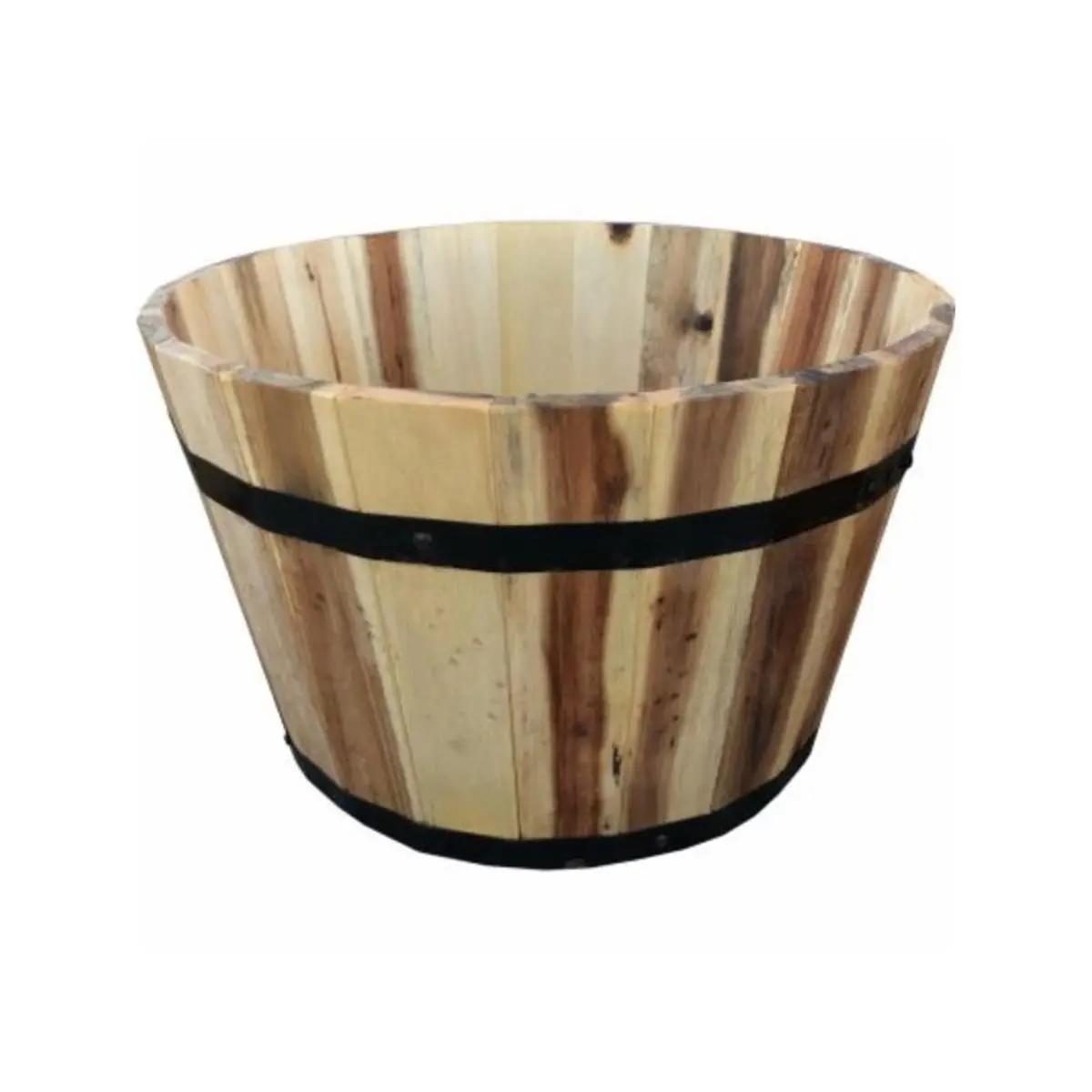 18 x 11 in. Wood Barrel Wood Planter