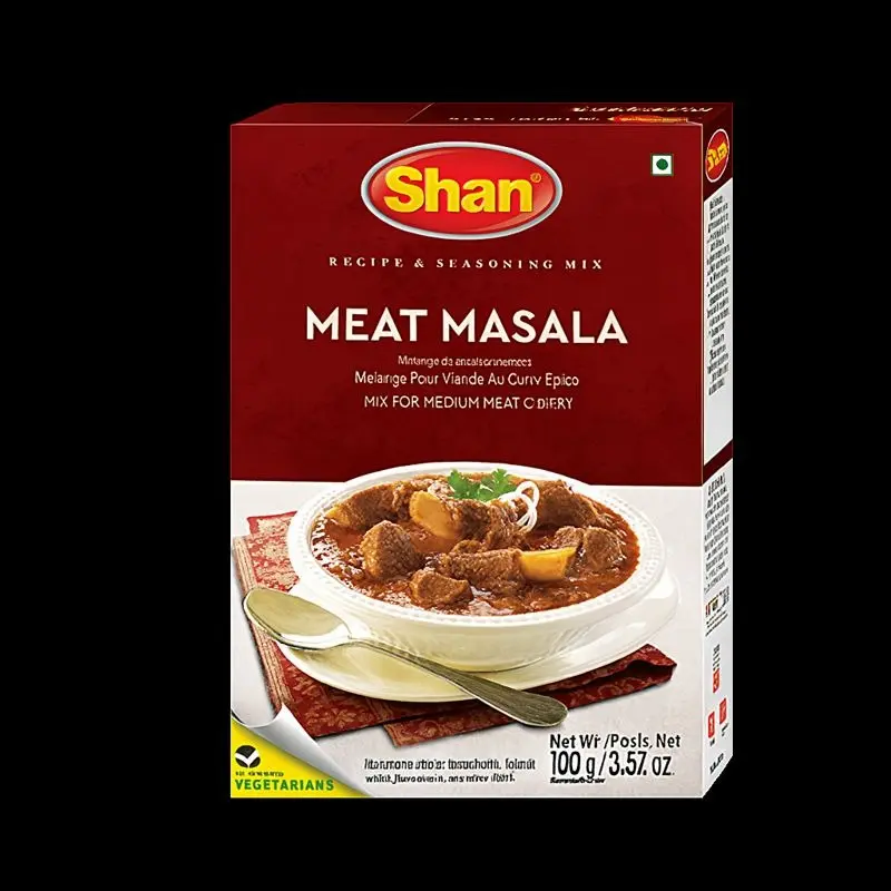 Shan Meat Masala Seasoning Mix 100g Spice Packets for Medium Meat Curry Ideal for Vegetarians