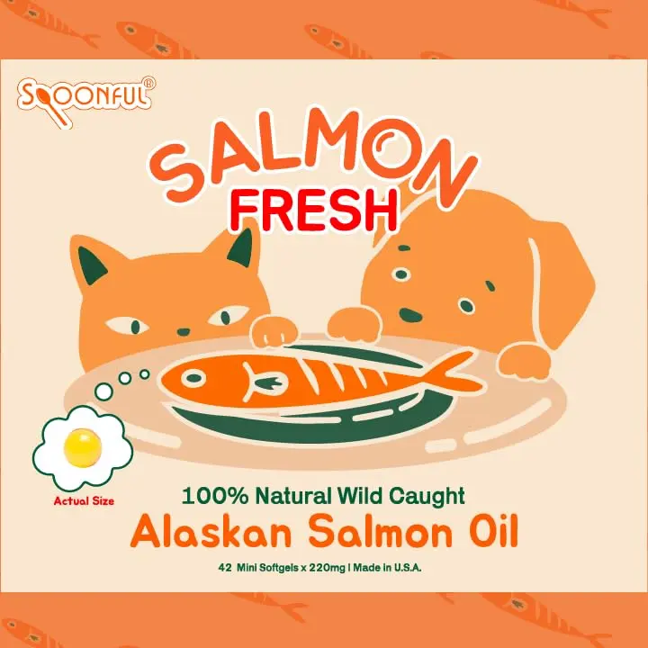 Spoonful Salmon Fresh - 100% Natural Wild-Caught Alaskan Salmon Oil – 220 mg Mini Softgel, 126 Mini Softgels | DHA, EPA & Natural Astaxanthin, Non-GMO, Sustainable, Made in USA