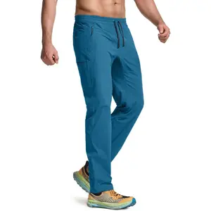 Men's Lightweight Vent Hiking Pants, Water-Resistant & Breathable Sports Outdoor Athletic Pants with Elastic Waist