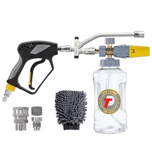 Tool Daily Foam Cannon with Pressure Washer Gun, Dual Connector Accessory, Power Washer Gun with 3/8'' Swivel Connector, Adjustable Soap Cannon with M22-14 and 1/4” Quick Connect Fittings, 1.5 Liter fathersdaygift