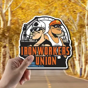 Iron Workers Union Vinyl Sticker - Matte Treatment, Irregularly Shaped Interesting Safety Helmet Sticker, Suitable for Welders, Construction Workers, Construction Workers - Durable Sticker, Suitable for Tools, Helmets, and Equipment