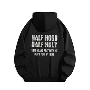 Half Hood Half Holy Pray Hoodie With Me Don't Play With Me Shirt Casual Street Style Fleece Fabric Pullover Hooded Sweatshirt for Women for Men, Perfect Gift Menswear Christmas Classic