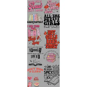 Spicy Book Club DTF Transfers Gang Sheet 22” wide x 60” long DIY Direct to Film T Shirt Transfers