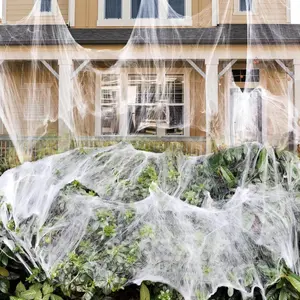 1000 sqft Spider Webs Halloween Decorations Bonus with 60 Fake Spiders, Super Stretch Cobwebs for Halloween Indoor and Outdoor Party Supplies Photo Set White Ornaments Spooky