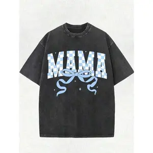 Oversized Vintage Cotton TShirt for Men and Unisex Soft Washed Loose Fit Short Sleeve Checkerboard and Bow Print Ideal for Casual Streetwear Gym and Workout