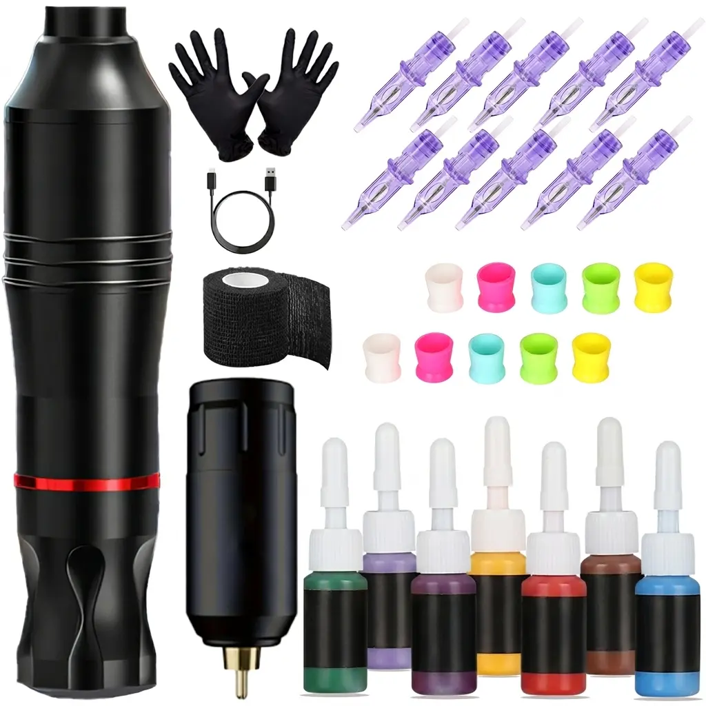 Wireless Rotary Precision Tool Kit with 10 Cartridge Tips - Electric DIY Crafting Pen Set, Cool Gadgets Gift for Men-tattoos