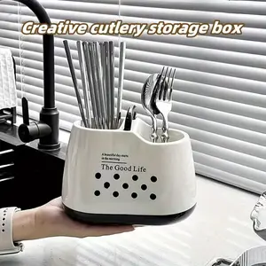 Single Kitchen Storage Box, Kitchenware, Fashion Design for Chopsticks, Forks, Cutlery and Utensils, Drainage System and Detachable Structure, Easy Cleaning