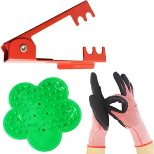 3PCS Professional Rose Leaf Thorn Stripper Kit Stripping Tool Thorn Remover for Roses & Garden Glove (2 kinds of rose leaf thorn strippers+1 pair glove)
