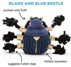 Barkbox Dog Toy Plush Beetle Squeaky Dog Rope Toy