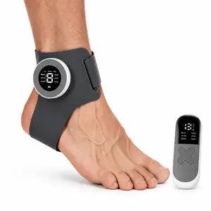 Wireless Ankle Massager with Heat & EMS - Rechargeable Open Heel Ankle Wrap, 6 Modes, 19 Intensity Levels, 3 Heat Settings, Remote Control, Lightweight Cordless Personal Care Device for Daily Relaxation， Relaxing heated brace