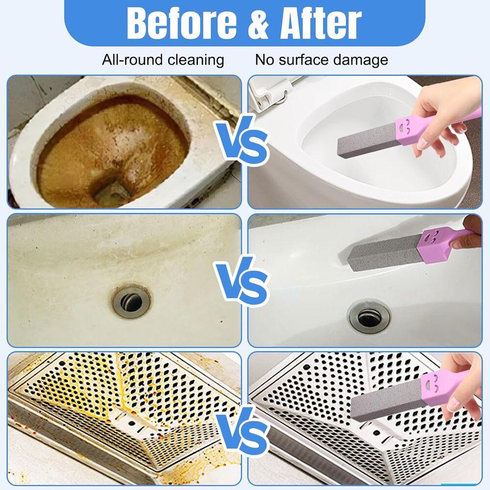 Pumice Stone Toilet Cleaner with Detachable Cute Handle, Multipurpose Household Cleaning Block for Toilet Bowl Bathtub Washbasin Sink Pool Daily Home Surface Cleaning 12 Pack
