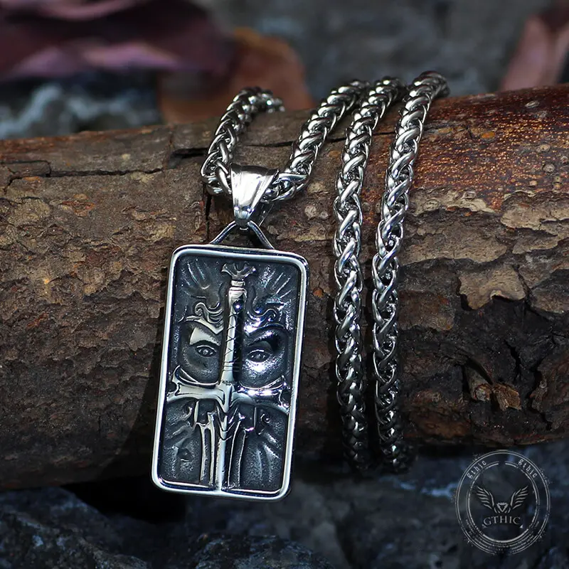GTHIC Unisex Norse Style Viking Celtic Warrior Stainless Steel Pendant, Premium Jewelry Accessory with Adjustable Chain & Gift Packaging for Birthday Gifting