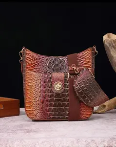 CROCODILE EMBOSSED CROSSBODY SADDLE BAG