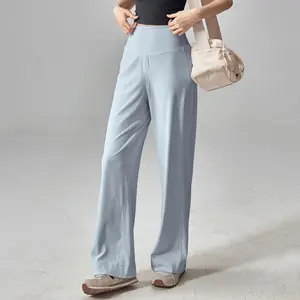 Women's High Quality Pants With Pockets High Waist Stretch Loose Sweatpants Nake-Feeling Sports Leisure  Yoga Workout Pants