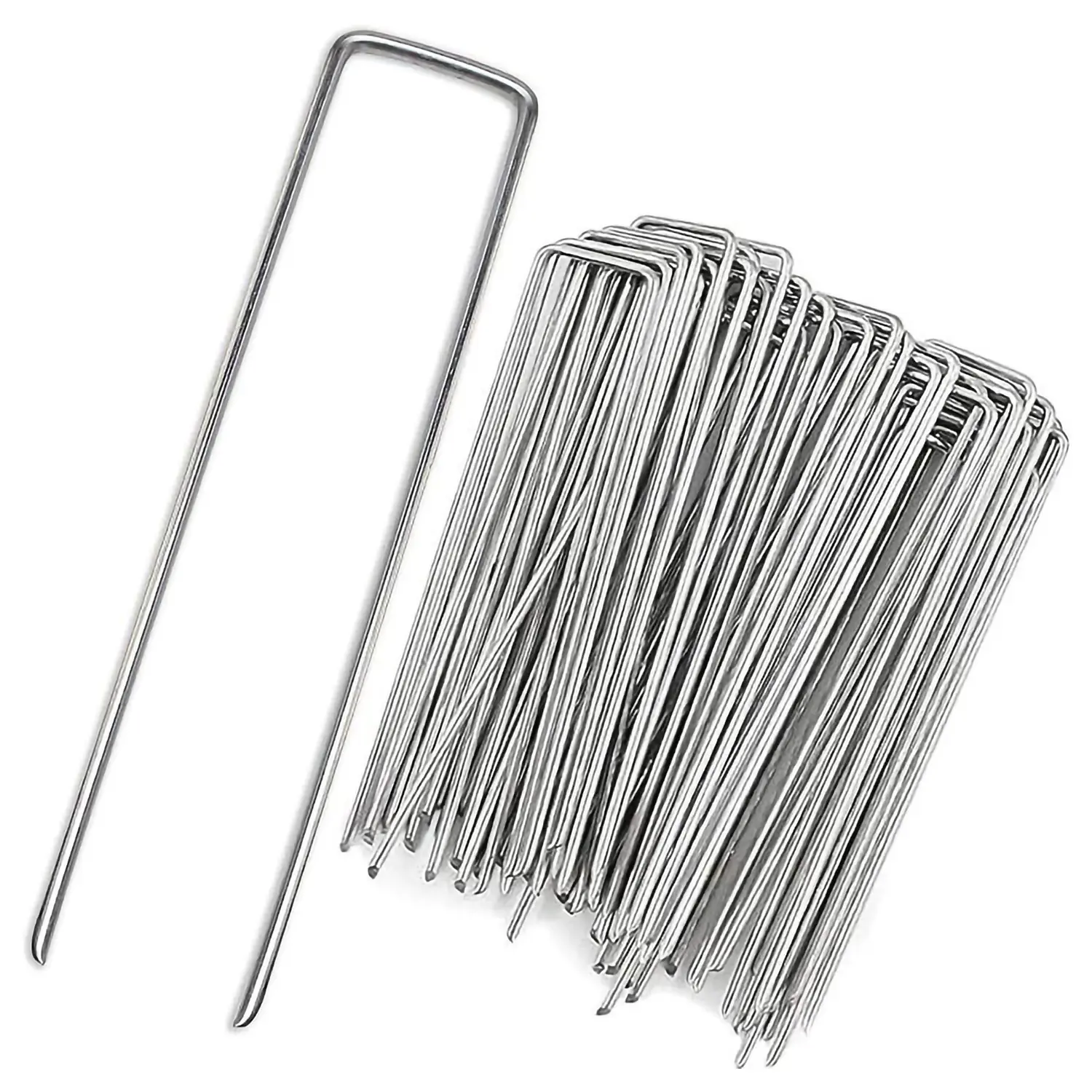Weed Film Nails 100 Pack, Weed Control Cloth U-Shaped Ground Nails Drip Irrigation Tube Ground Film Fixer, 6 Inch/150mm U-Shaped Garden Nails, Ground Nails for Fixing Lawns, Artificial Grass, Mats, Water Pipes and Nets