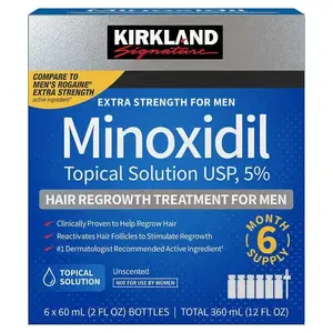 Kirkland Signature Minoxidil Liquid Extra Strength Hair Loss Regrowth Treatment for Men, 5% Topical Solution for Hair Growth