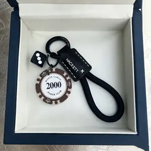 High-End Cowhide Car Keychain, Good Luck Chip, Immediate Wealth Charm, Couple Personalized Bag Circle, Fortune Accessory