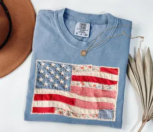 Comfort Colors Vintage Patchwork American Flag Shirt | Patriotic 4th of July Graphic Tee