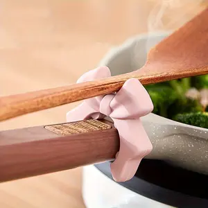 Cute Bow Silicone Spatula Holder, Space-Saving Kitchen Organizer, Heat Resistant, Scratch-Resistant, Compatible with All Stoves, Tableware