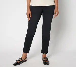 LOGO by Lori Goldstein Petite Black Yoke Front Ankle Jeans