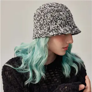Men's/Women's Crochet Bucket Hat  100% Handmade - Foldable Lightweight Packable Sun Hat for Outdoor Beach Travel Hiking, Bucket Hat with Two-Tone Design w/Metal Accent