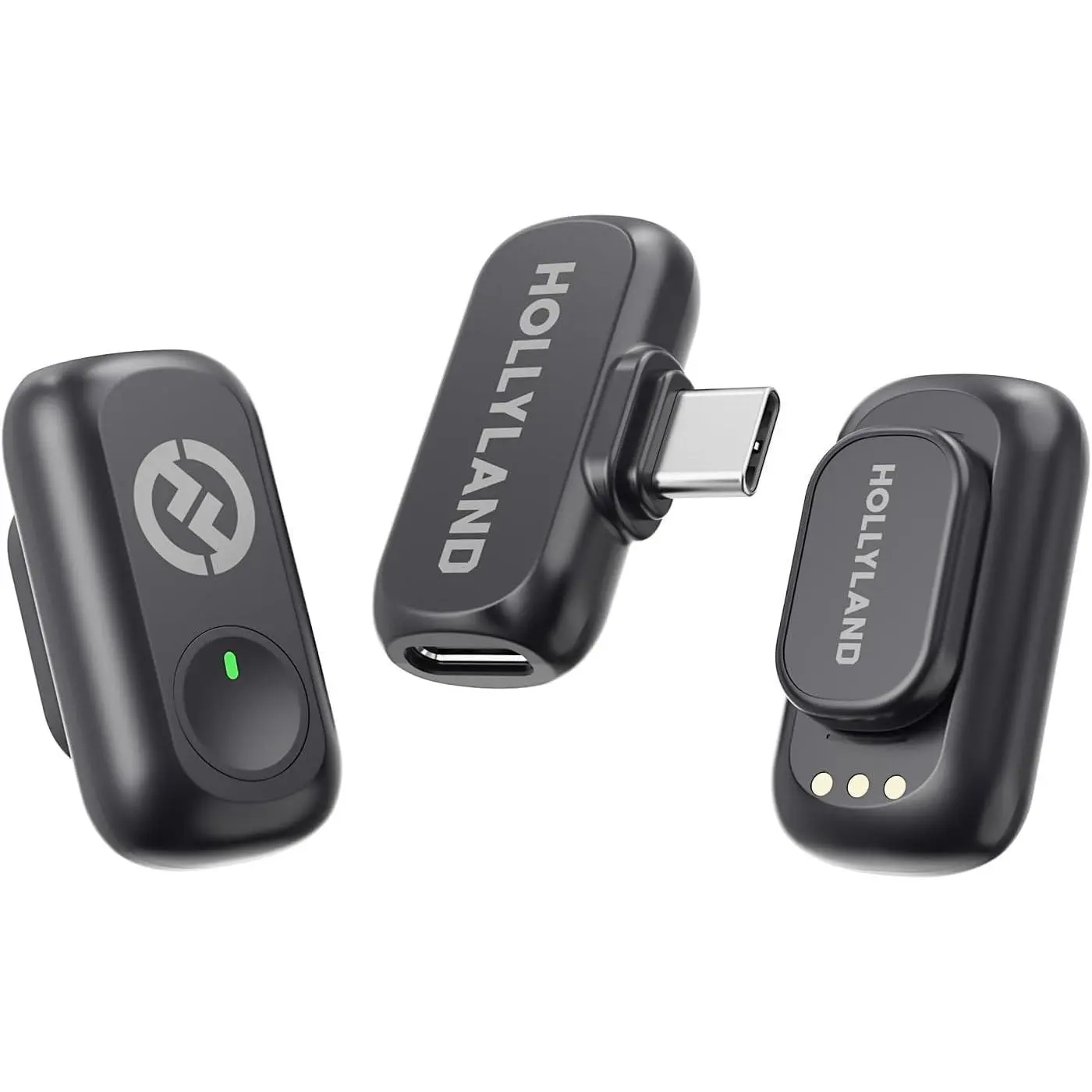 Hollyland Lark A1 Wireless Microphone for iPhone & Android, 48kHz/24-bit Studio Audio, 3-Level Noise Cancellation, 200m Range, Magnetic Mini Mic for Video Recording & Live Streaming (2TX + USB-C RX)
