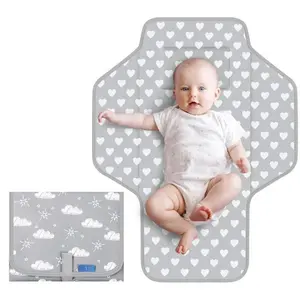 Easter Gift Baby Portable Changing Pad Travel - Waterproof Compact Diaper Changing Mat with Built-in Pillow - Lightweight & Foldable Changing Station, Newborn Shower Gifts