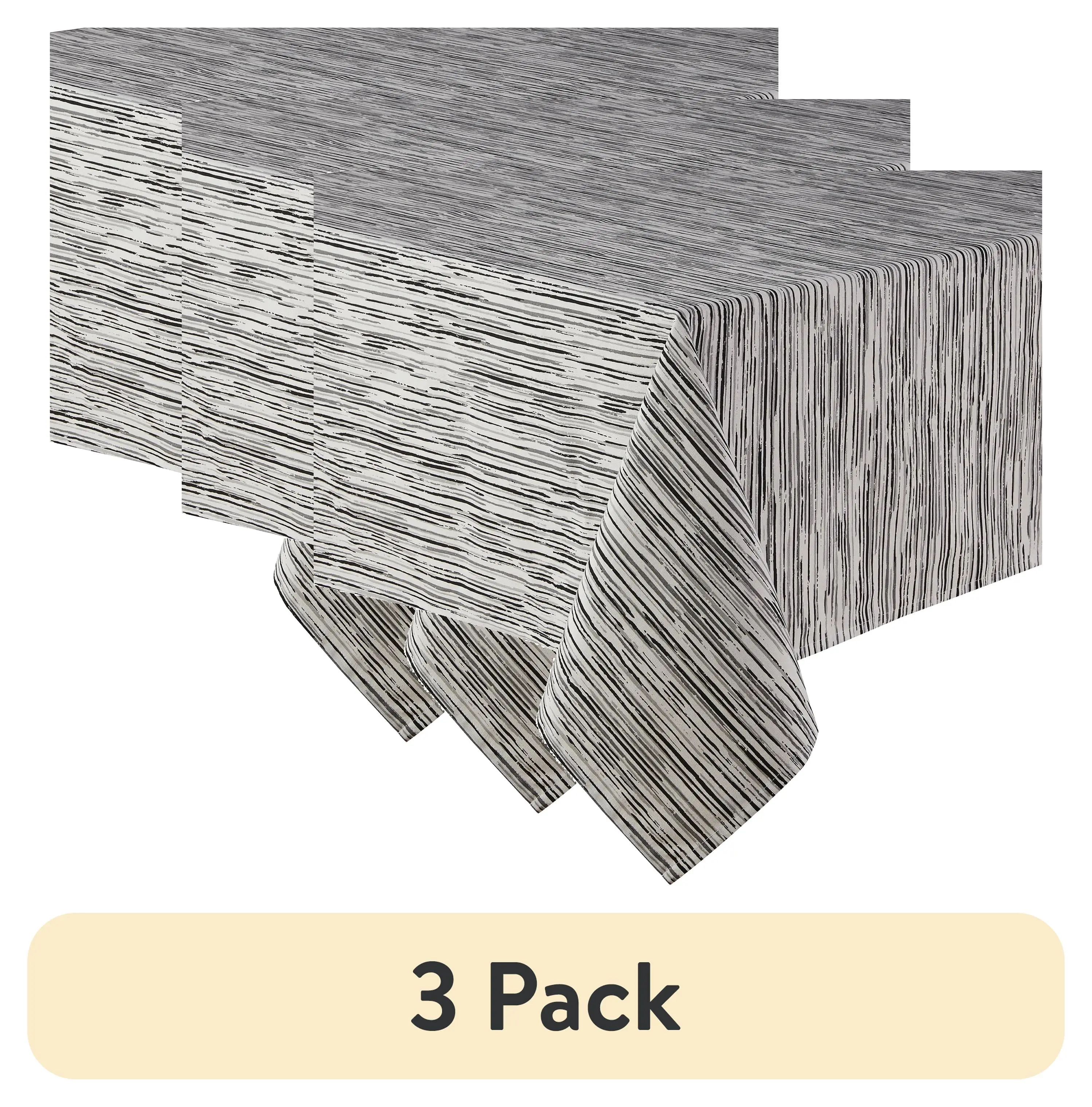 (3 pack) Mainstays B&W Striped Cotton Polyester Tablecloth, 60" x 84"
