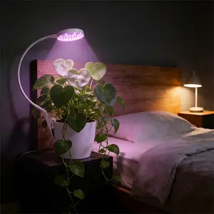 Clip On Plant Light for Indoor Plants, Grow Light, Plant Grow Lights, LED Grow Light with 3 Spectrum & 10 Brightness Dimmable, Auto 3/9/12H Timer and Flexible Gooseneck, Low Voltage Safe Small Grow Light for Desk, Shelf, Office, Bedroom, living room